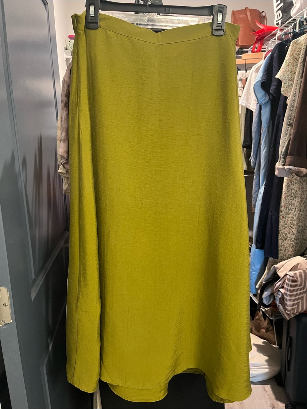 Zara Olive Green Asymmetric Midi Skirt - Picture 4 of 5